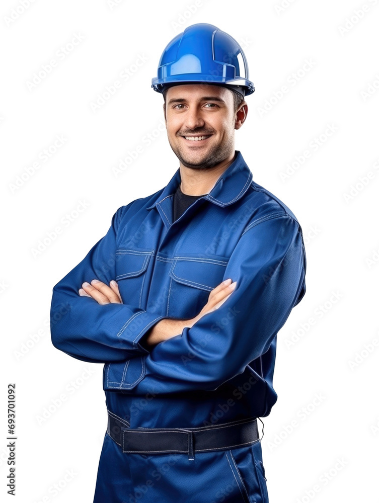 technical man wear blue uniform in transparent background technical man wear blue uniform in transparent background