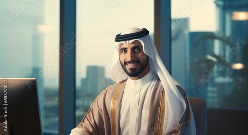 Arabic Man Receptionist Job Profession Attractive Concept Generative AI