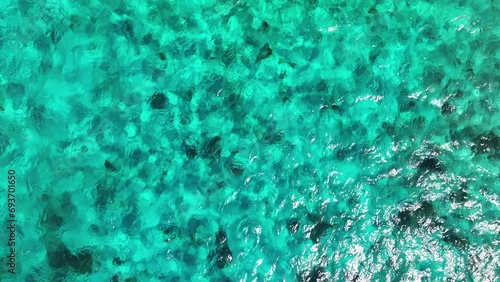 The turquoise of the Caribbean Sea - aerial view photo