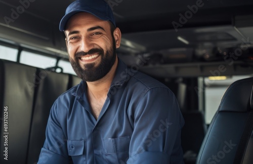 Arabic Male Truck Driver Occupation Employment Good Looking Background Generative AI