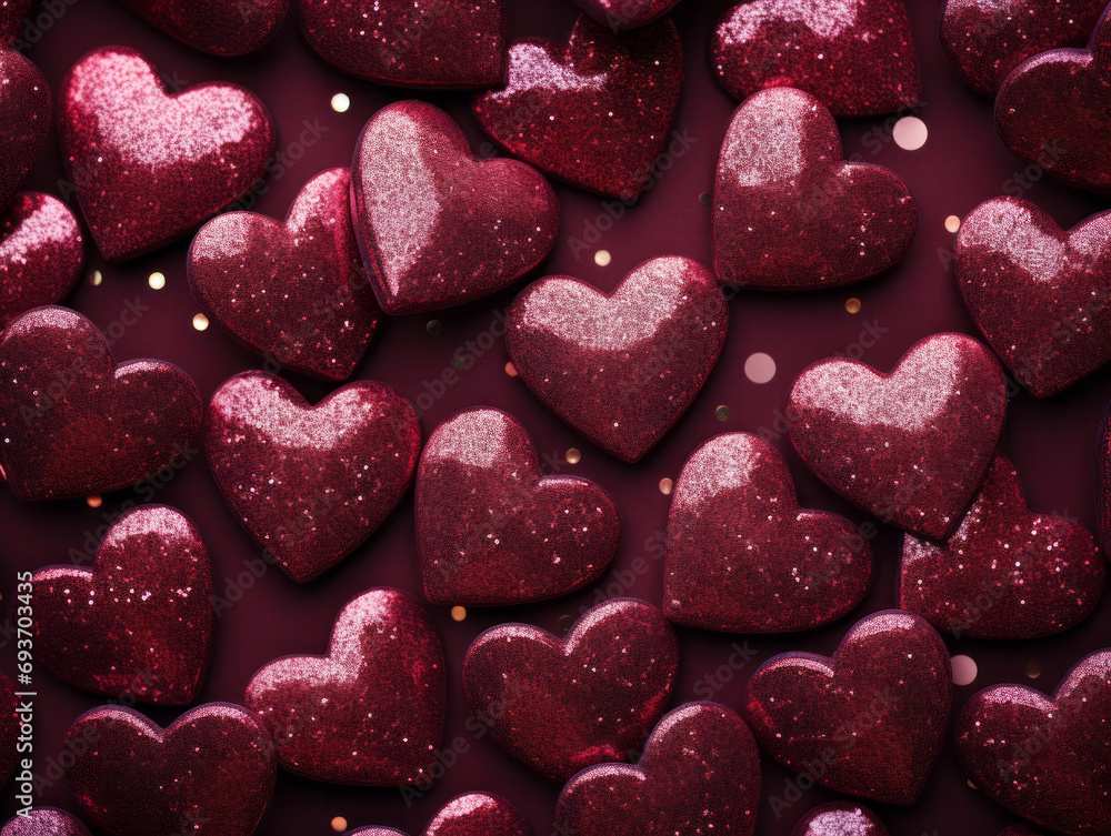 Cute sparkly ruby glitter hearts pattern background Cute sparkly ruby glitter hearts pattern background