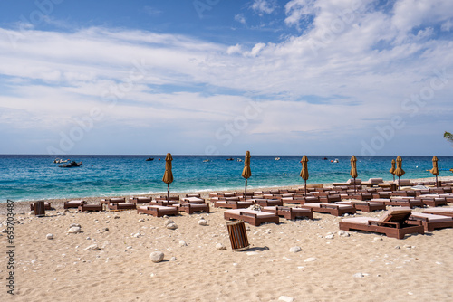 Dhermi panorama on Green Coast beach, Albania photo