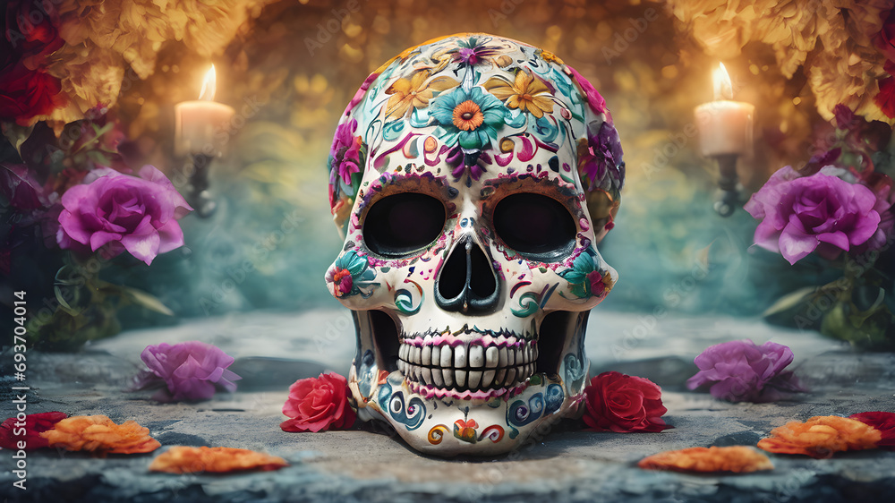 Day of the Dead colorful Skull: A Celebration of Mexican Culture Dia de los Muertos Day of the Dead colorful Skull: A Celebration of Mexican Culture Dia de los Muertos
