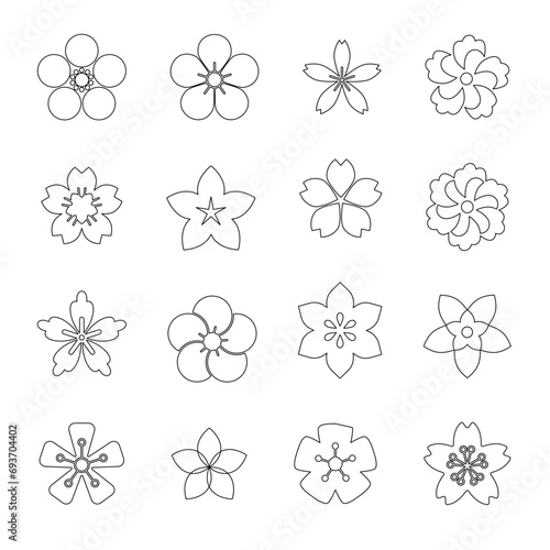 花のアイコンデザインセット