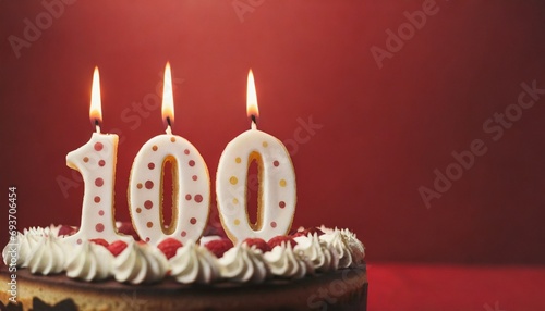 Number 100 Birthday cake