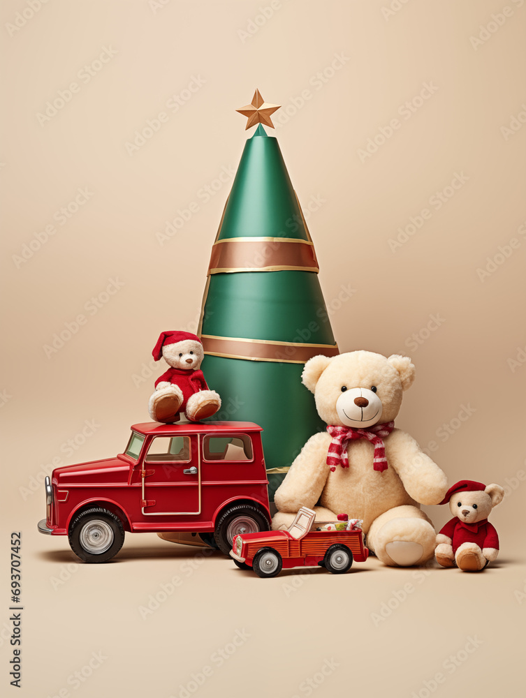 Obraz premium Christmas Gifts - Teddy Bears & Cars