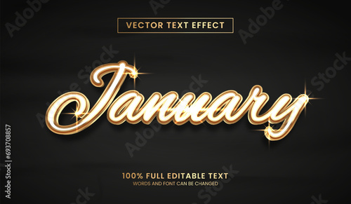Design editable text effect, January text vector illustration