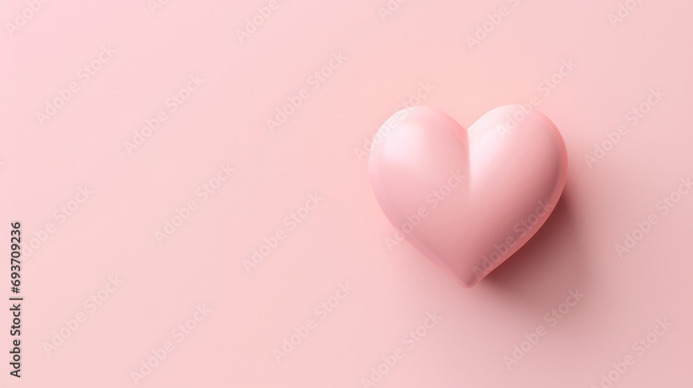Minimalist paper heart on pink background. Valentine's Day decor.
