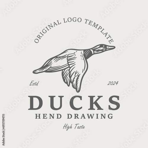 duck logo template emblem, vintage duck logo design