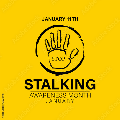 Vector illustration on the theme of National Stalking awareness month . Banner, greeting card, poster with background design. 