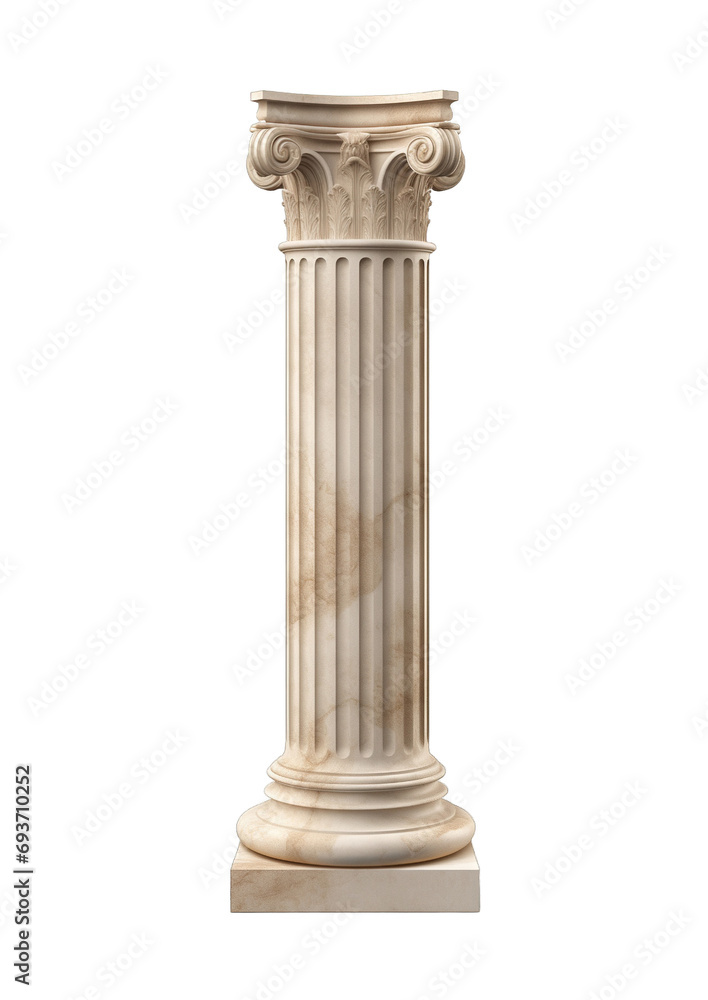 Fototapeta premium Greek pillar isolated on transparent background. PNG file, cut out
