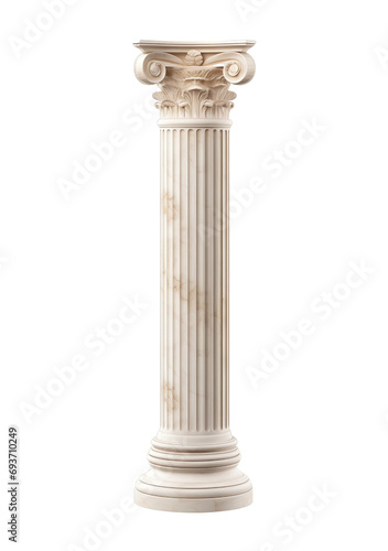 Greek pillar isolated on transparent background. PNG file, cut out
