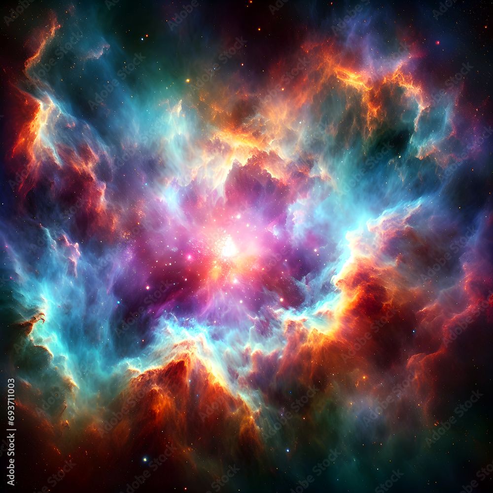 Fototapeta premium Ethereal Cosmic Nebula Core in Vibrant Colors