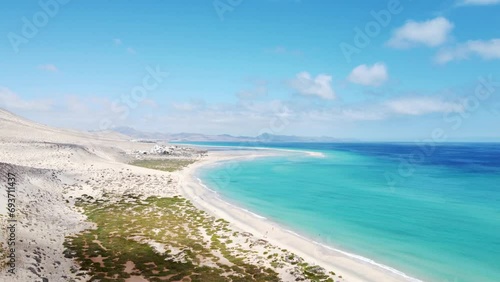 Wallpaper Mural Aerial Drone View of Playa Sotavento, Fuerteventura, Canary Islands, Spain. Turquoise coast. Travel destination. Summer vibes. Torontodigital.ca