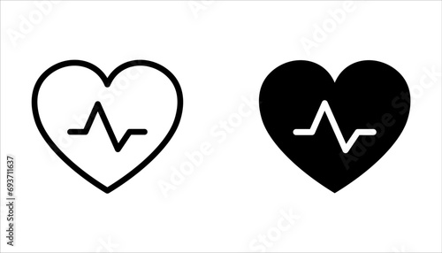 Heart beat icon. Heartbeat , heart beat pulse flat icon for medical apps and websites. Heart and cardiorgam on white background