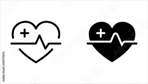 Heart beat icon. Heartbeat , heart beat pulse flat icon for medical apps and websites. Heart and cardiorgam on white background