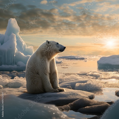Fotobehang Oso polar sentado