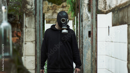 man in a mask exploring photo