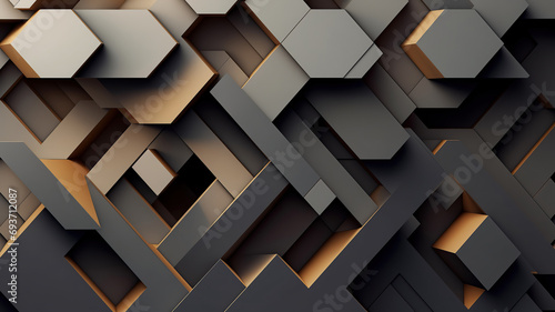 modern geometric 3d mosaic graphics lowpoly template as backdrop abstract background with polygons squares and lines pattern for presentation and copy space banner gray and blue design elements