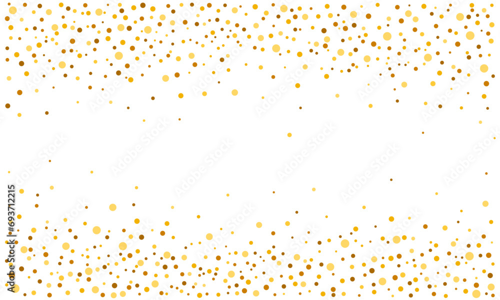 Frame border dotted golden confetti falling decoration for celebrate illustration vector - obrazy, fototapety, plakaty 