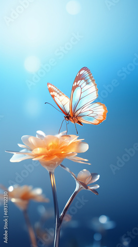 White butterfly of beautiful flower