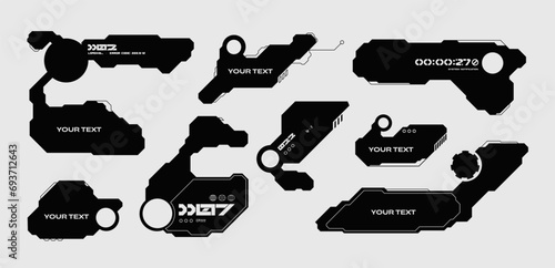 Futuristic technological frame for design. Modern cyber user interface elements. HUD frames in Ski-Fi style. System notifications, system status. Isolated on white background