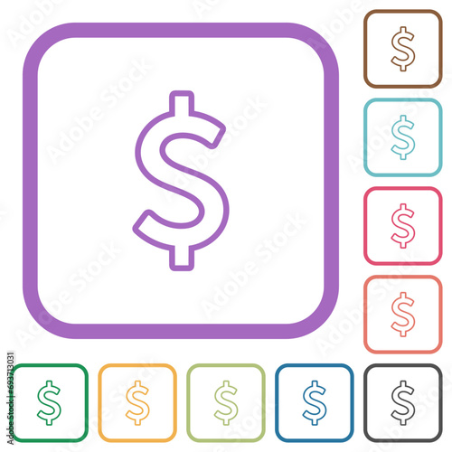 Dollar sign outline simple icons
