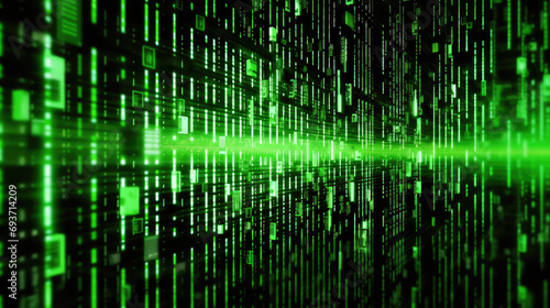 Matrix of Digital Realms: Bright Green, Black & White Core