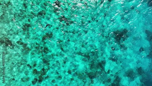 The turquoise of the Caribbean Sea - aerial view photo