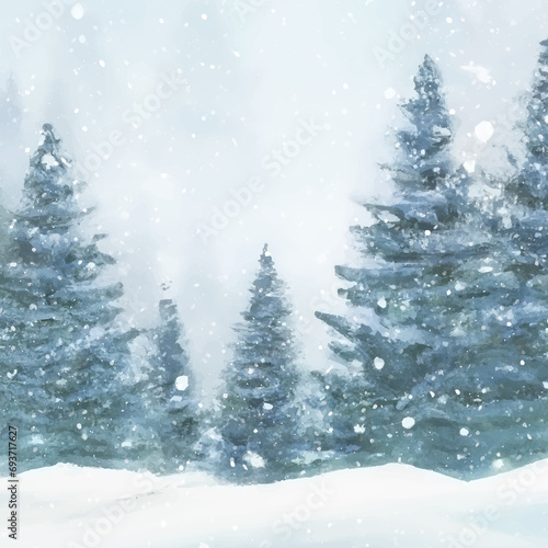 Watercolour Forest Winter Landscape Scenery © Estalon Industries