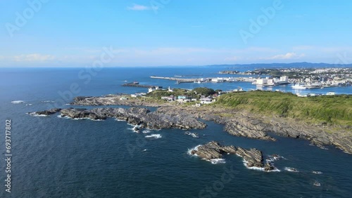 城ヶ島、日本のドローン映像、神奈川県、三浦市