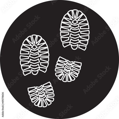 Silhouette of footprint Icon. Footprint Icon in linear Graphic Design editable stock. Human footprint track. Footprint clip on Transparent Background. Shoe soles print. Impression icon barefoot. © M