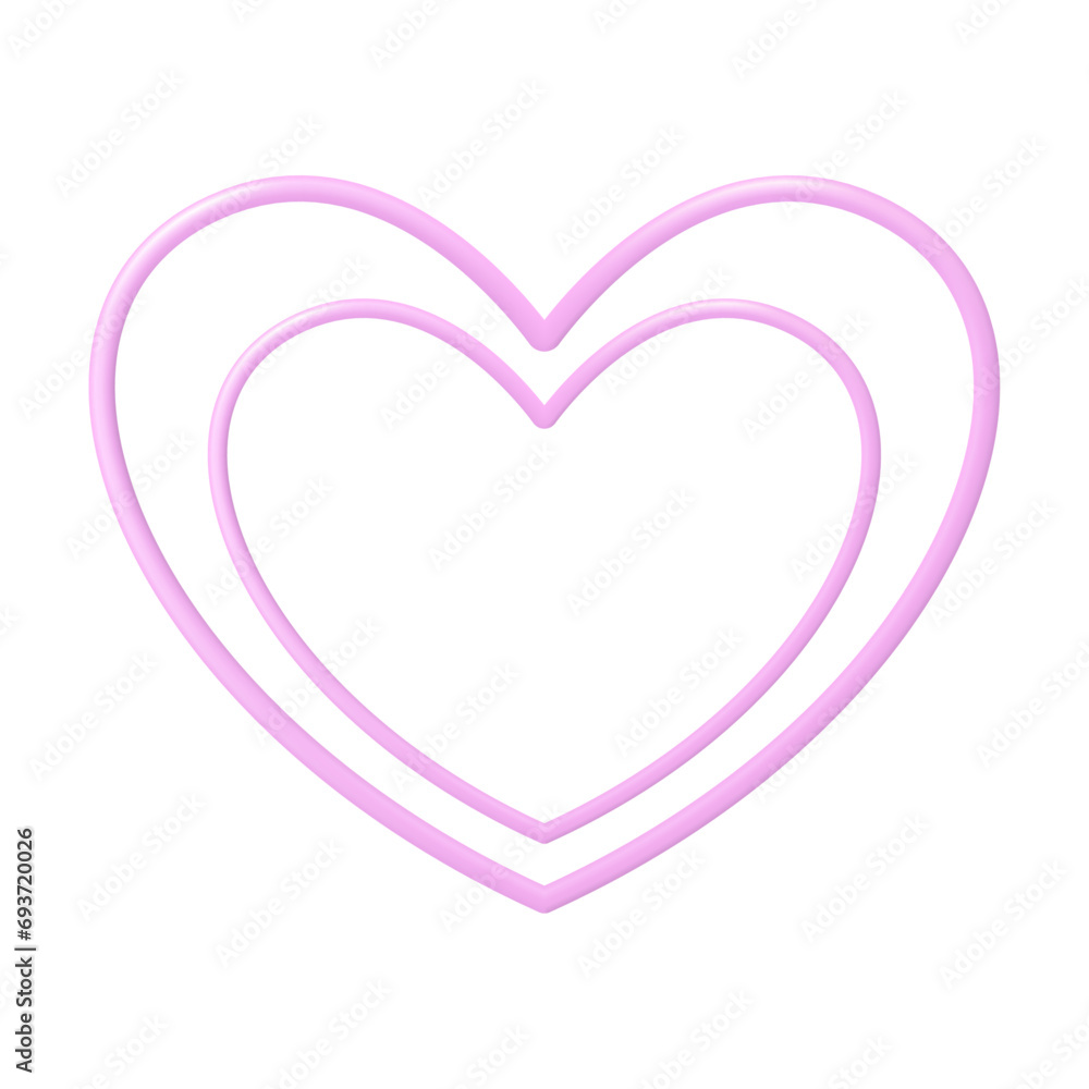 Pink heart icon heart frame strokes design isolated on white background valentines day