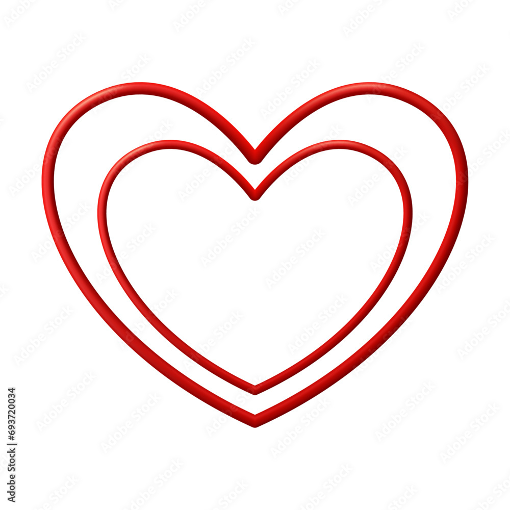 Red heart icon heart frame strokes design isolated on white background valentines day