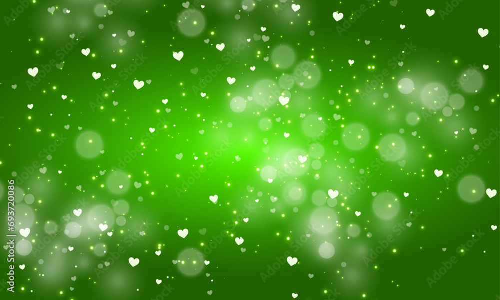 Vector green hearts glowing background design Vector green hearts glowing background design