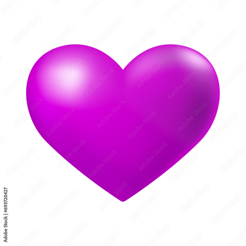 Vector shiny purple heart illustration on white