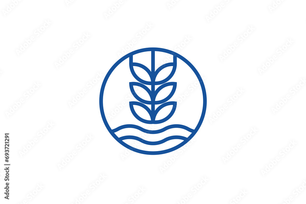 Wheat grain farming field logo design line style, nature organic icon symbol. Wheat grain farming field logo design line style, nature organic icon symbol.