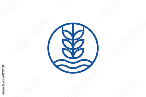 Wheat grain farming field logo design line style, nature organic icon symbol.