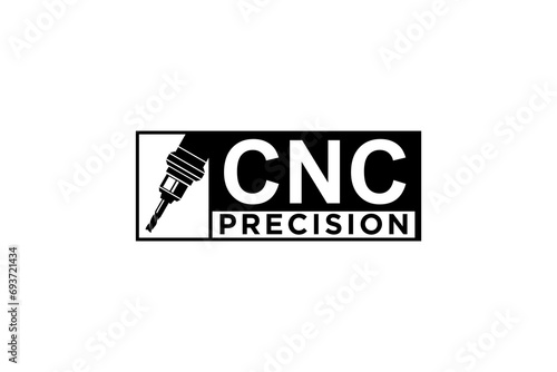CNC lathe industrial logo design, modern technology manufacturing.