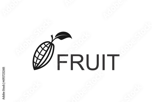 Cocoa cacao half fruit logo vector icon symbol organic coca illustration.