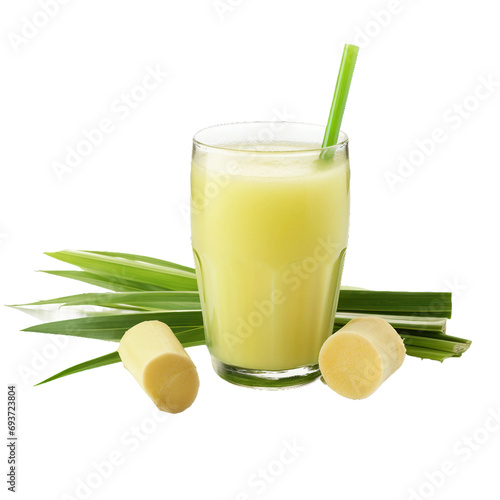 Sugarcane Juice, transparent background, isolated image, generative AI