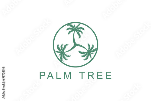 Coconut palm tree ornament decoration logo design element vector template icon symbol.