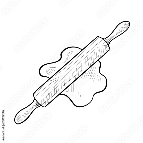 rolling pin handdrawn illustration