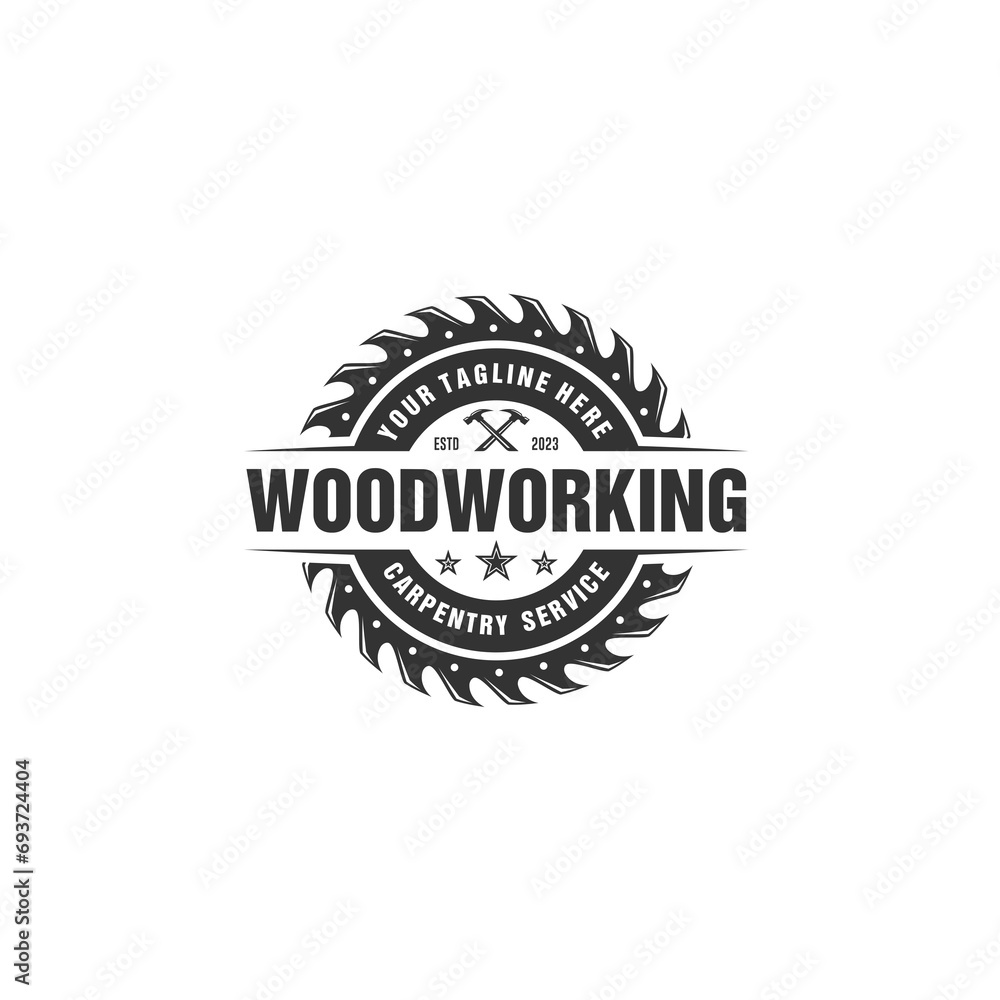 Fototapeta premium Woodworking and Carpentry Logo Design Template