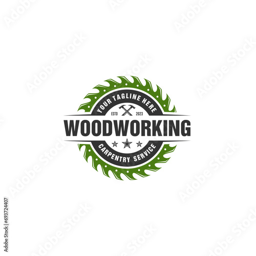 Woodwork and Carpentry Logo Design Template