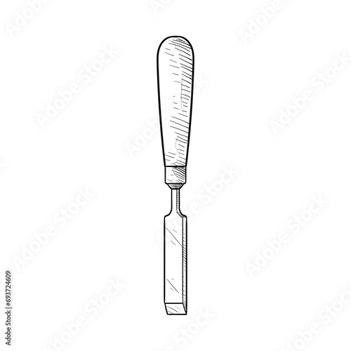 wood chisel handdrawn illustration