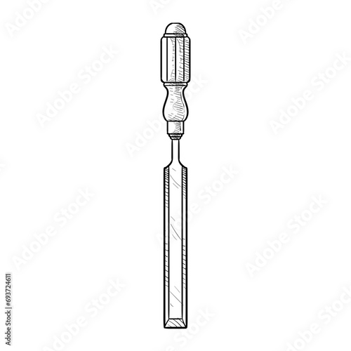 wood chisel handdrawn illustration