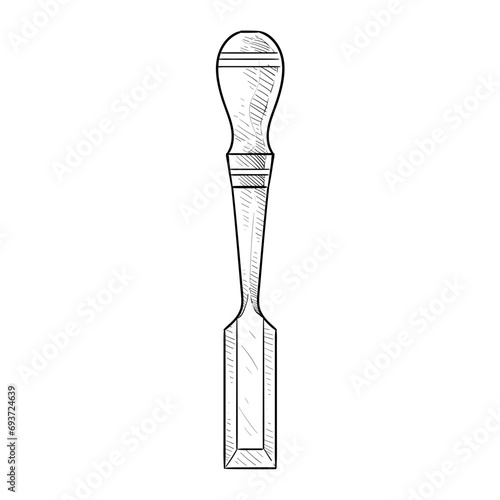 wood chisel handdrawn illustration