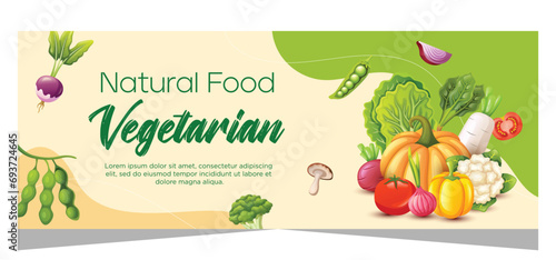 Horizontal banner template for vegetarian