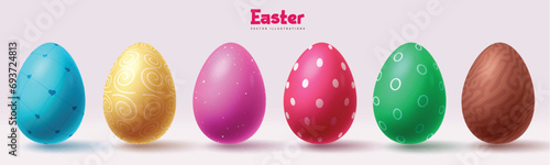 Easter eggs printed vector set design. Easter egg colorful collection with pattern and print decoration elements. Vector illustration easter eggs collection. 
